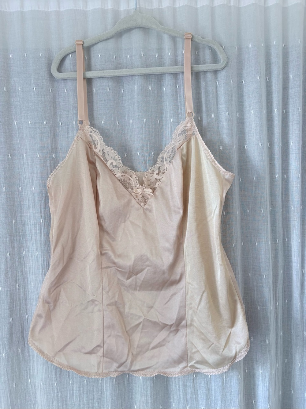 Vintage Maidenform Blush Lace-Trim Satin Camisole